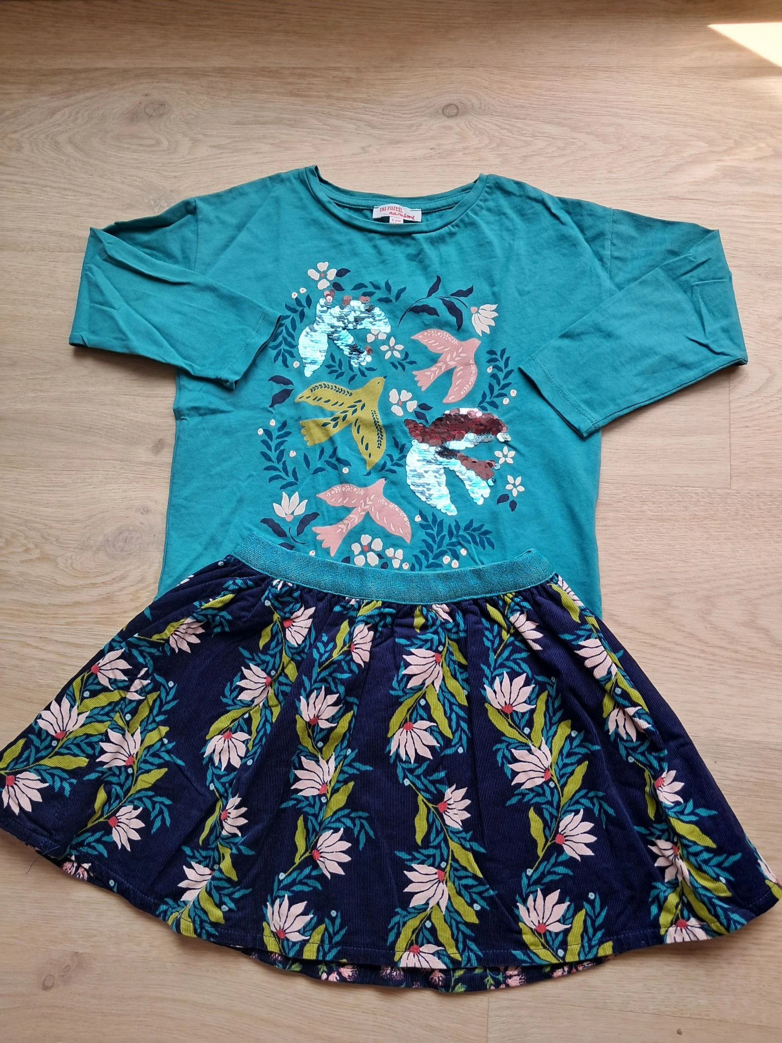 Ensemble 5 ans DPAM jupe reversible et tee shirt 